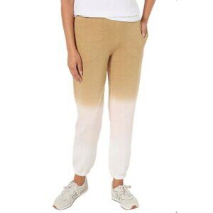 Susan Graver Weekend Dip Dyed French Terry Joggers Size M Camel Blush A463173